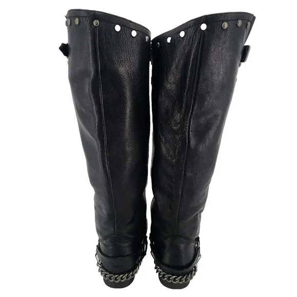 DV BY DOLCE VITA BLACK STUDDED HARNESS Biker Boots Women 9.5 - Picture 4 of 8